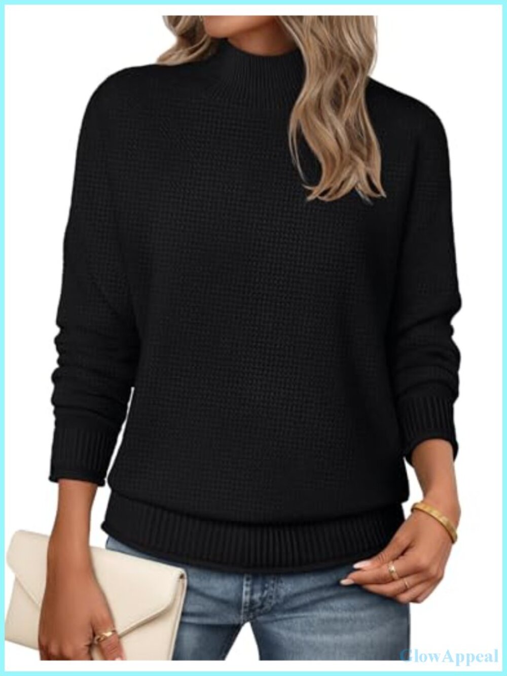 Turtleneck Long Sleeve Cozy Knit Sweater Loose Pullover